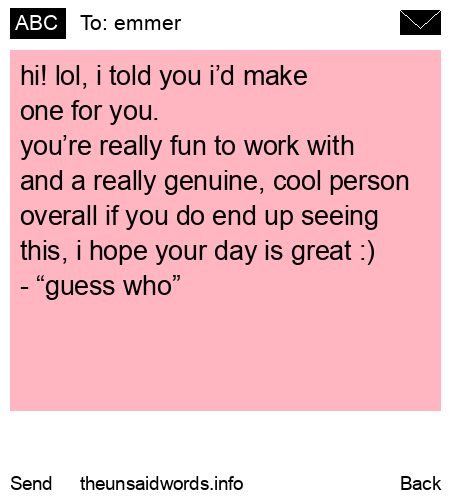 unsent message to emmer