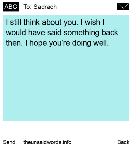 unsent message to Sadrach