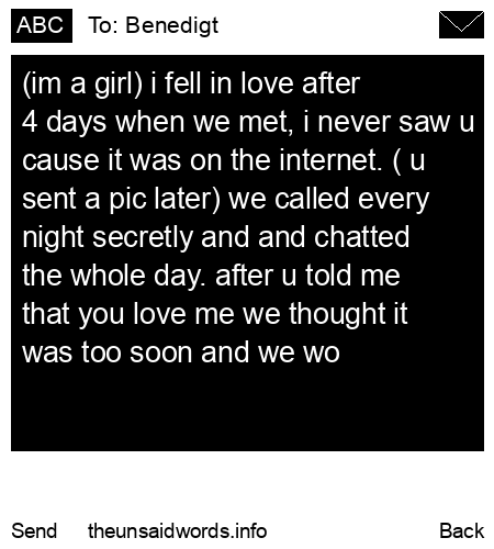 unsent message to Benedigt