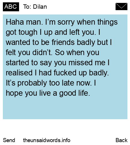 unsent message to Dilan