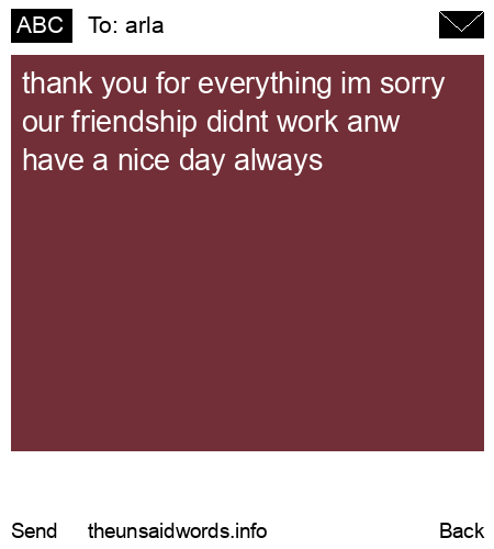 unsent message to arla