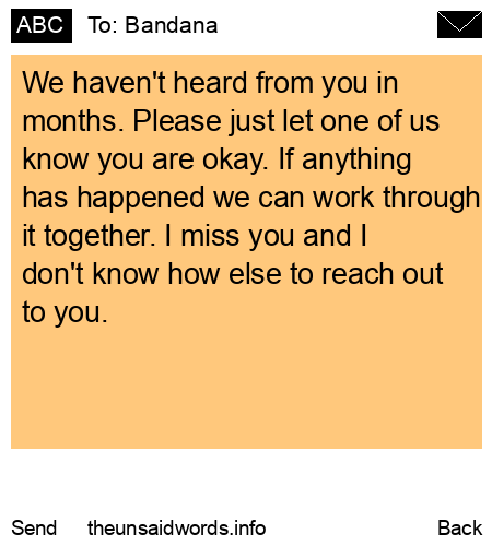 unsent message to Bandana