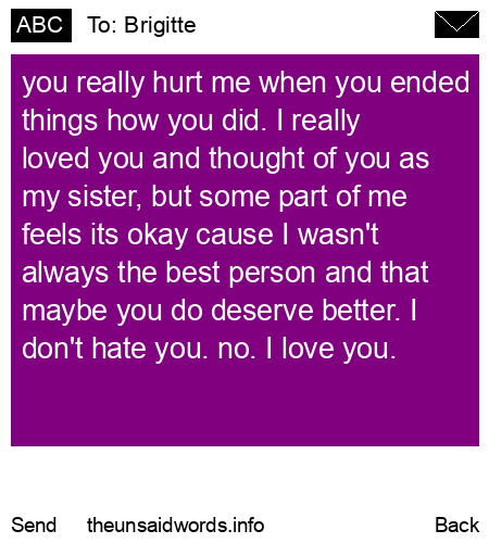 unsent message to Brigitte