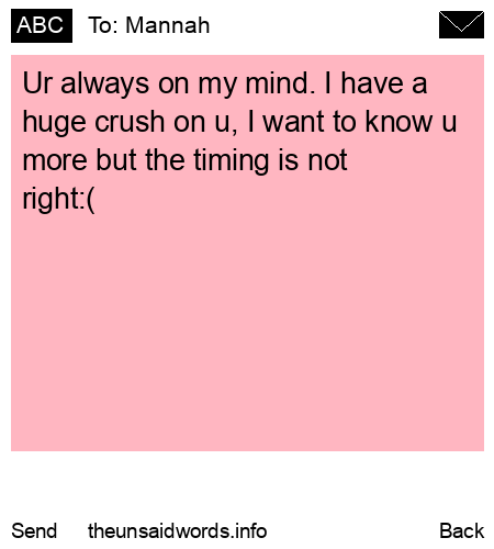 unsent message to Mannah