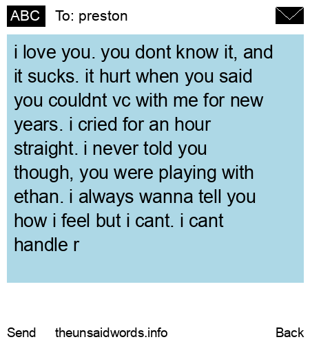 unsent message to preston