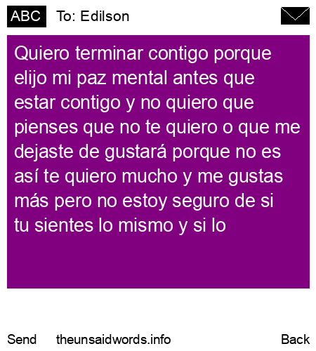 unsent message to Edilson