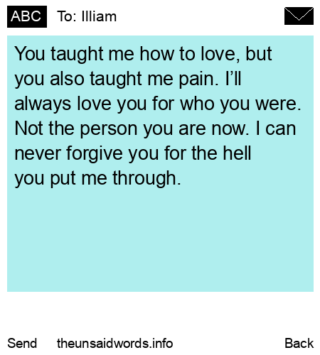 unsent message to Illiam