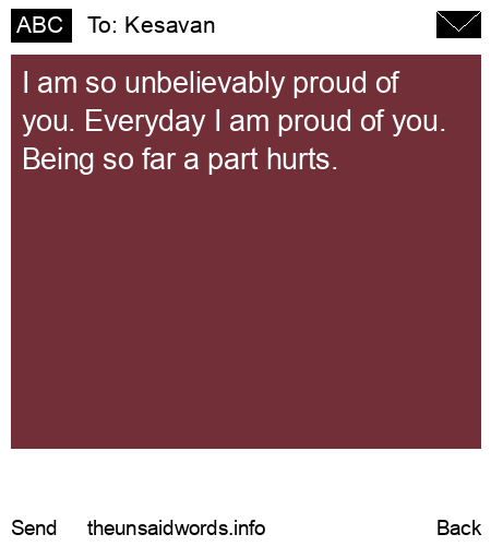 unsent message to Kesavan