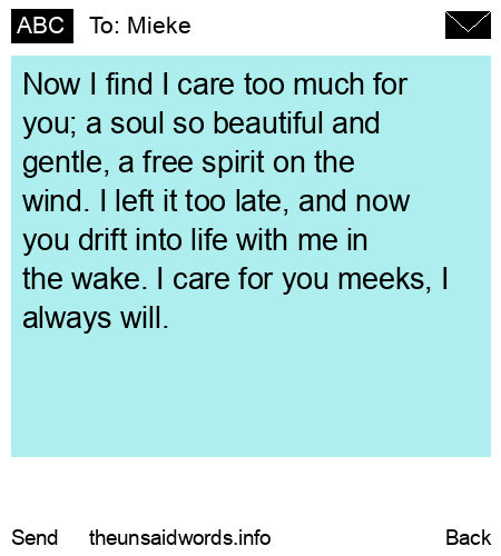 unsent message to Mieke