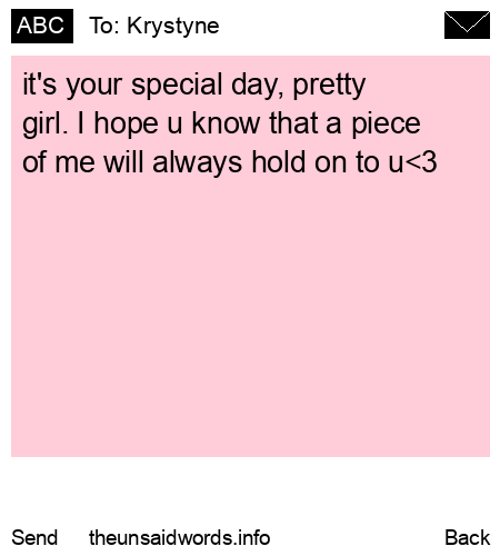 unsent message to Krystyne