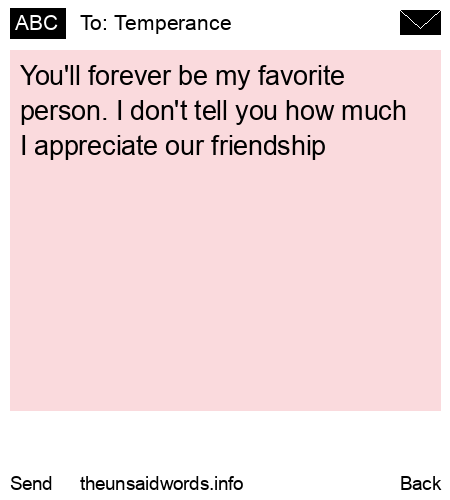 unsent message to Temperance