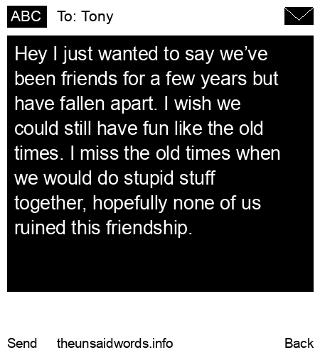 unsent message to Tony