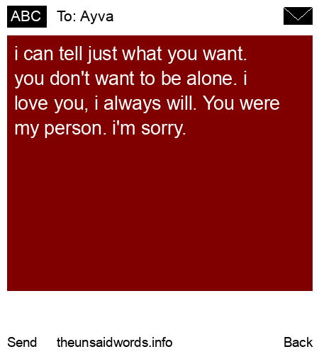 unsent message to Ayva
