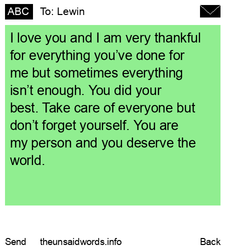 unsent message to Lewin