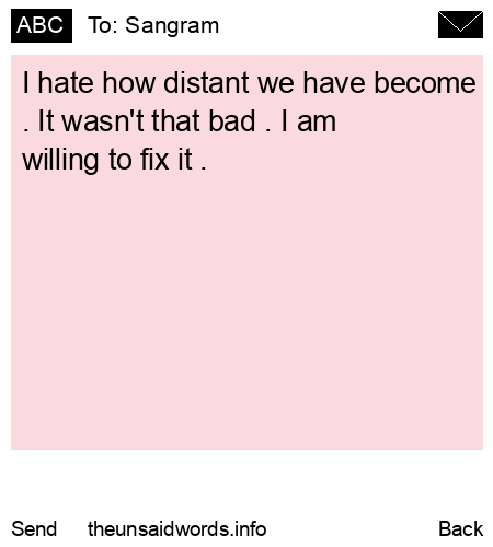 unsent message to Sangram 