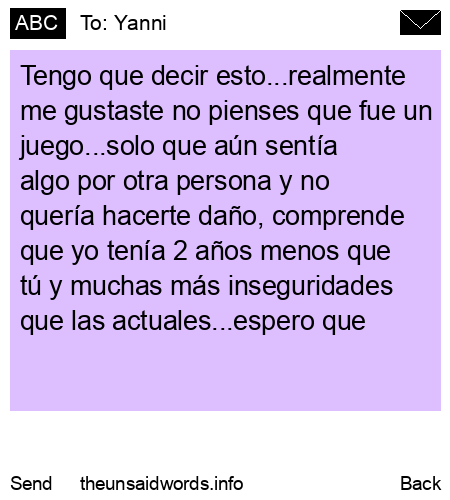 unsent message to Yanni