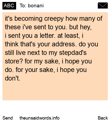 unsent message to bonani