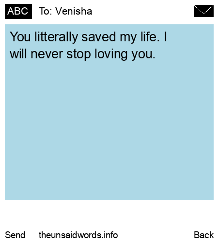 unsent message to Venisha 