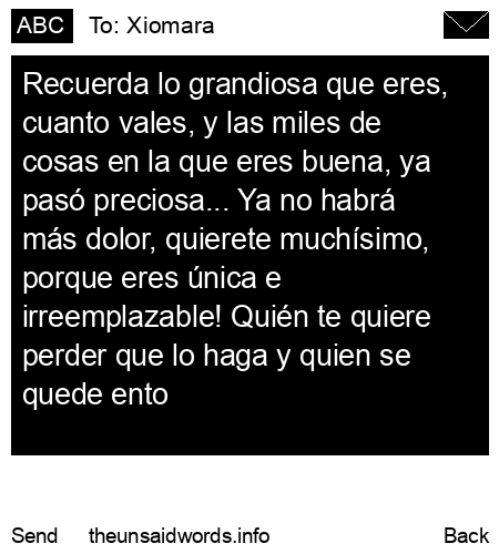 unsent message to Xiomara