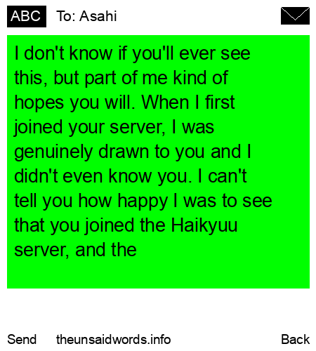 unsent message to Asahi