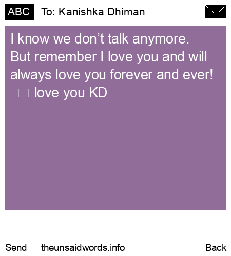 unsent message to Kanishka Dhiman