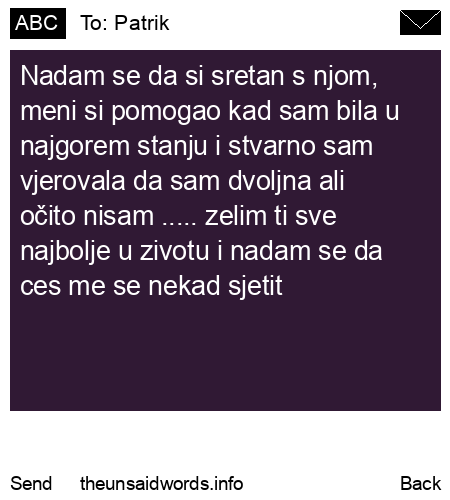 unsent message to Patrik