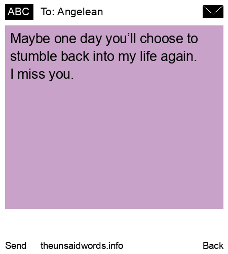 unsent message to Angelean