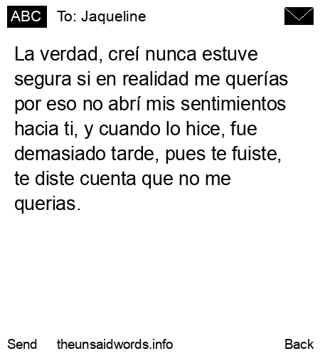 unsent message to Jaqueline