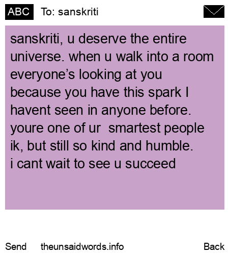 unsent message to sanskriti