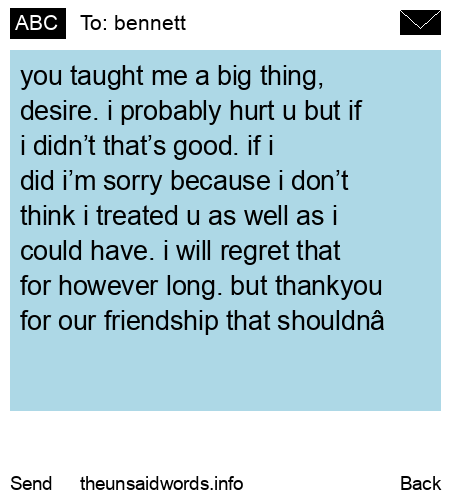 unsent message to bennett