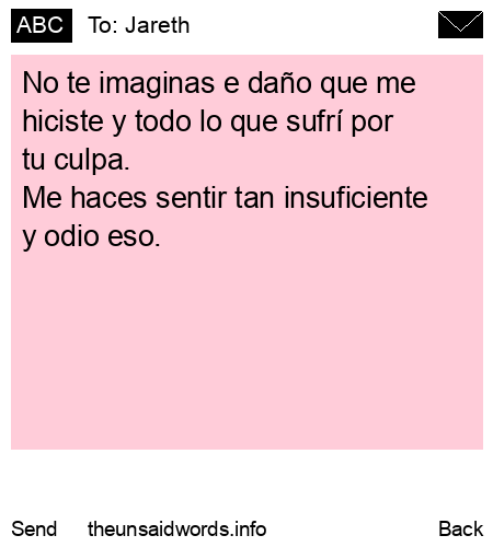 unsent message to Jareth