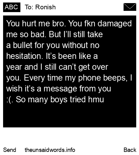 unsent message to Ronish