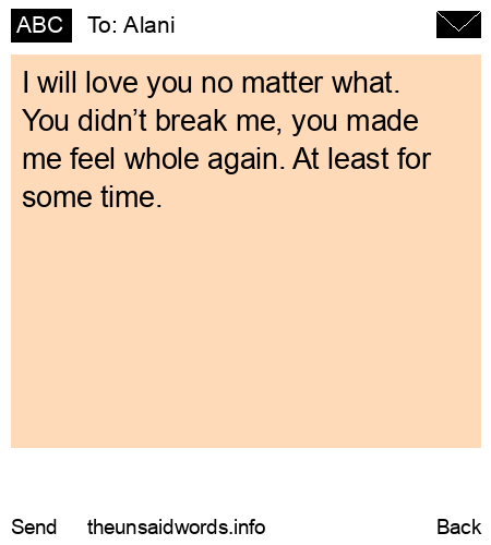 unsent message to Alani