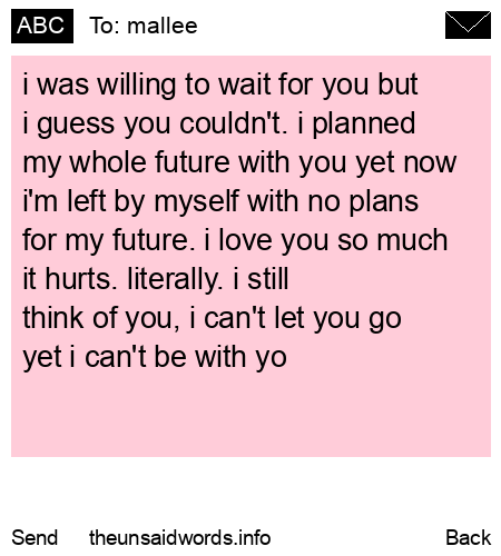 unsent message to mallee