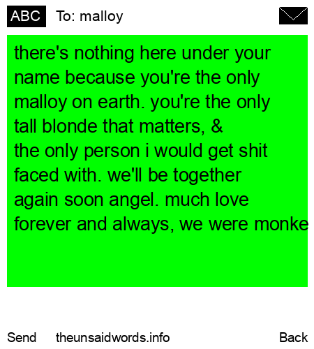 unsent message to malloy
