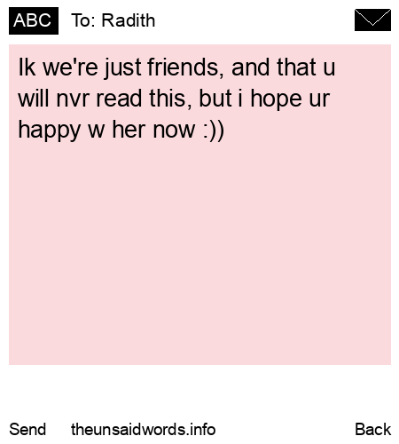 unsent message to Radith