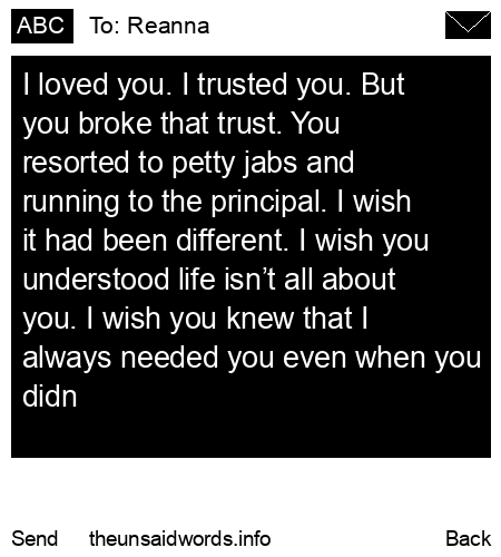 unsent message to Reanna