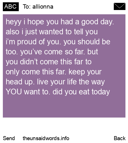 unsent message to allionna