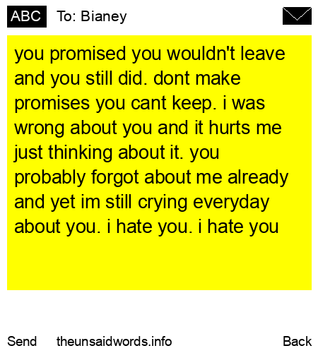 unsent message to Bianey