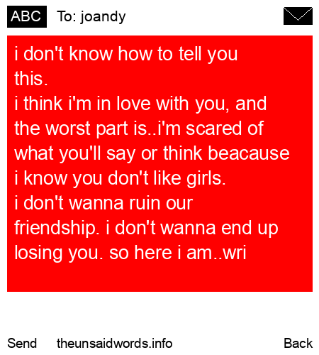 unsent message to joandy