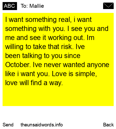 unsent message to Mallie