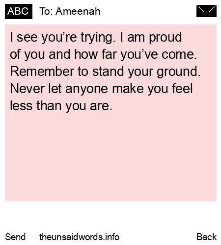 unsent message to Ameenah