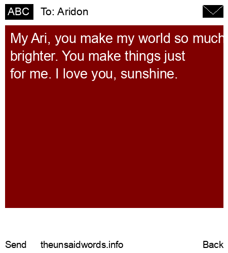unsent message to Aridon