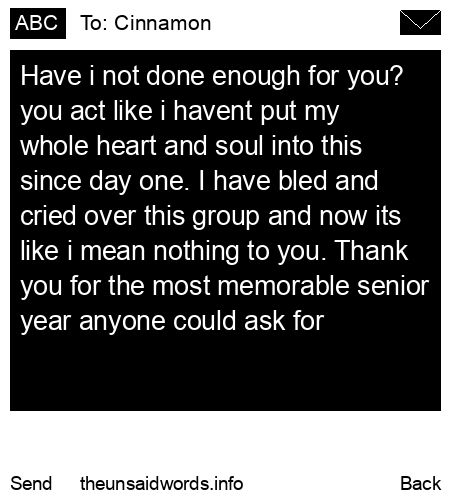 unsent message to Cinnamon