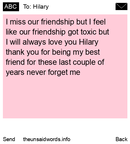 unsent message to Hilary