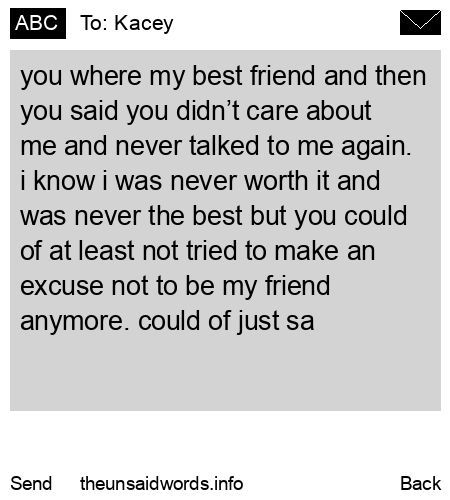 unsent message to Kacey