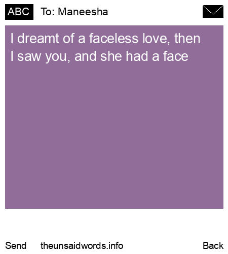 unsent message to Maneesha