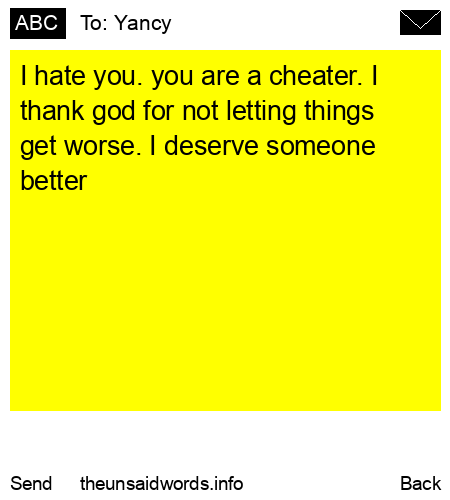 unsent message to Yancy