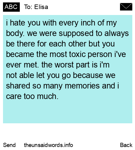 unsent message to Elisa