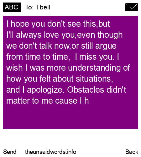 unsent message to Tbell